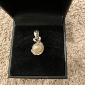 Pearl and Diamond Accent Necklace Charm